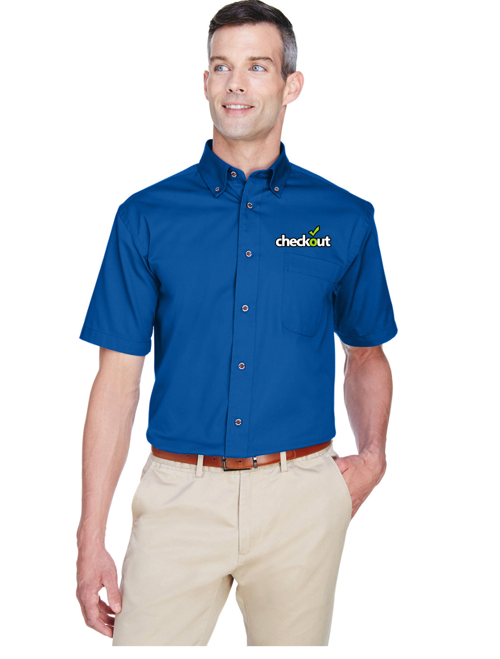HARRITON MENS SHORT SLEEVE SHIRT BLUE